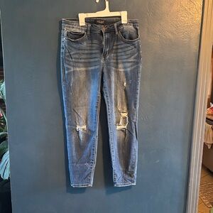 Judy Blue Distressed Ankle Jeans - Classic Blue